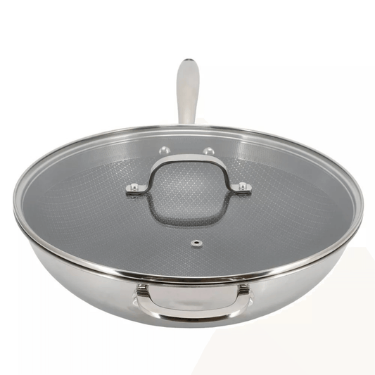 Better Chef 12.5-Inch 3-Ply Stainless Steel Nonstick Wok with Lid