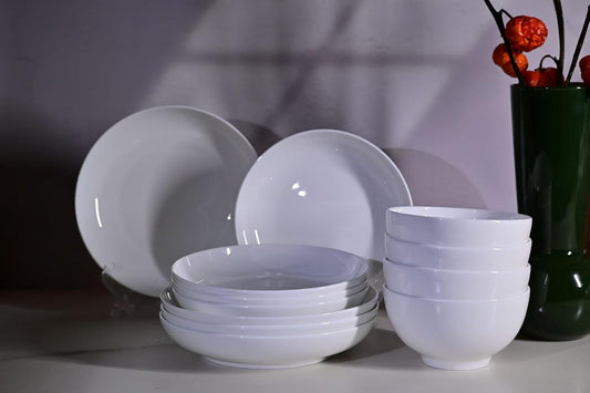Setaria Bone China Dinnerware Set, 12 Pieces, Service For 4, Plates,