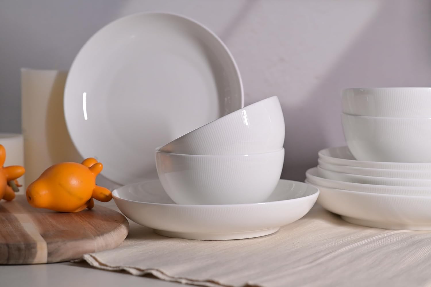 Setaria Bone China Dinnerware Set, 12 Pieces, Service For 4, Plates,