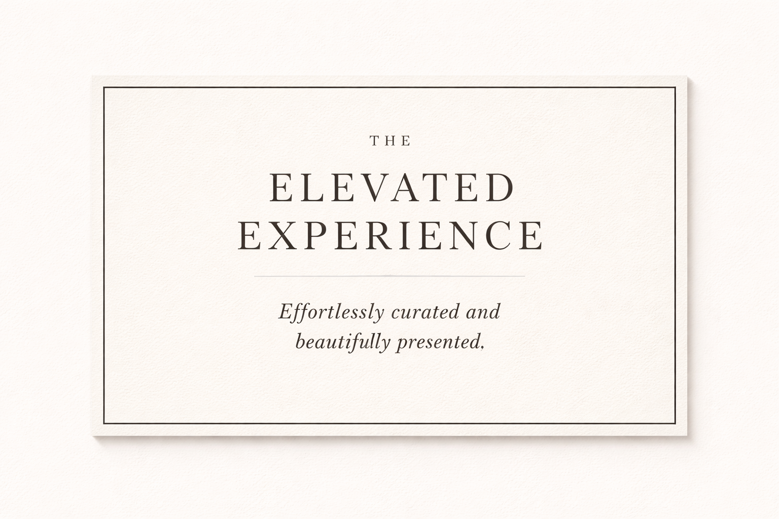 THE ELEVATED EXPERIENCE
