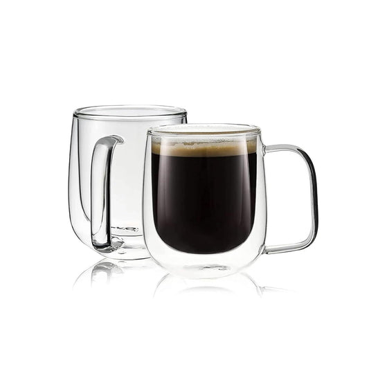 Double Wall Glass Coffee Cups Set of 2