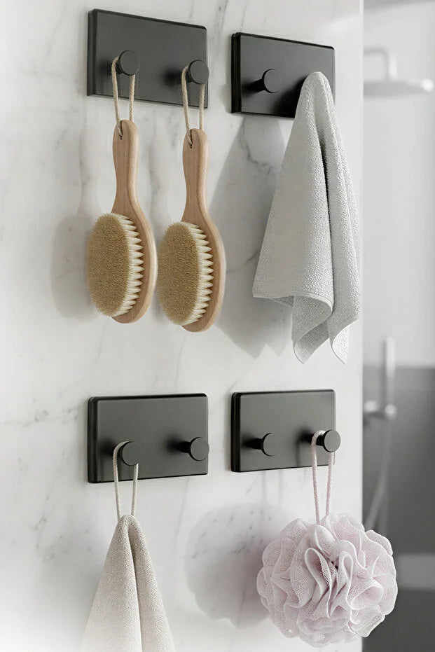 4-Pack Self Adhesive Hooks Bathroom Kitchen Wall Hooks Easy Install To